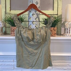 Scarlet Darkness Green Ruched Bust Vintage Inspired Sleeveless Top NEW Size L